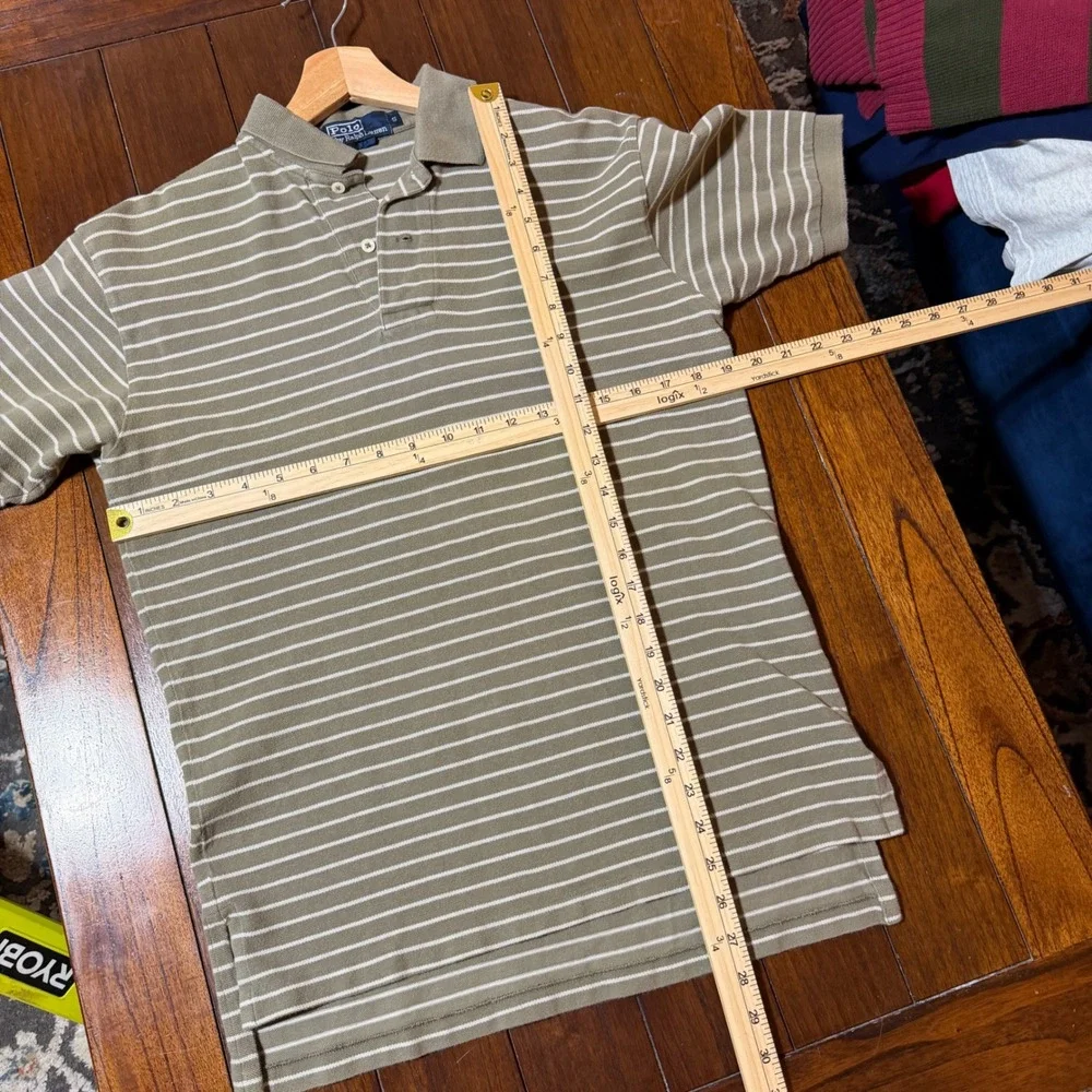 Polo Ralph Lauren Polo Mens S Olive Green Striped Short Sleeve Classic Pique